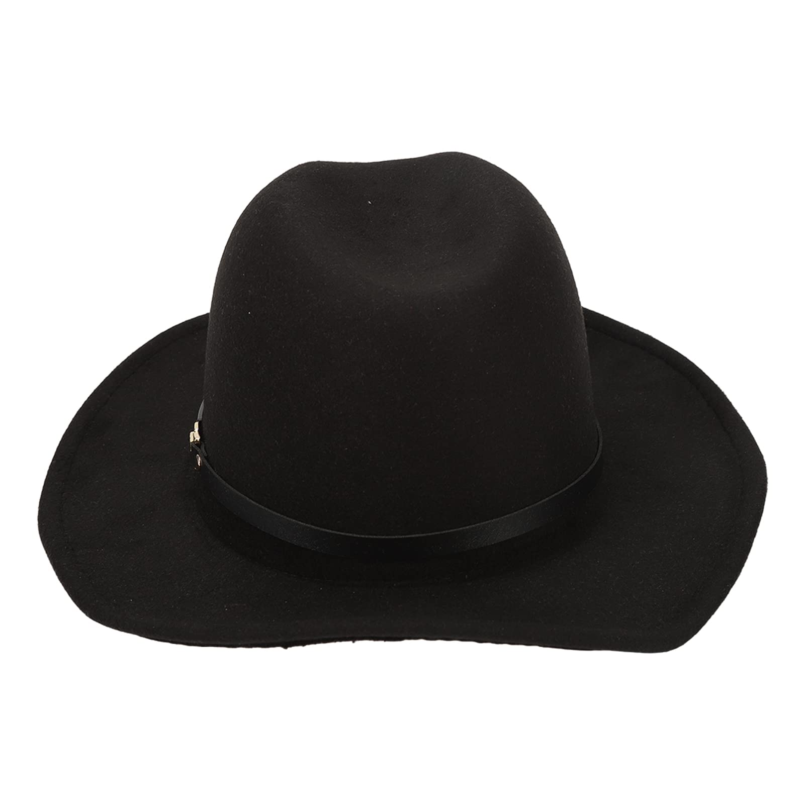Felt Sun Hat, Strap Breathable Black Felt Hat Sun Protection Color Matching Wide Flat Brim for Gardening