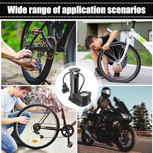 Image of QUXIS QUXIS Portable Foot Pump with Double Valve, Air Lock System for Bicycle, Scooter, Motorcycle, Ball Inflation, (BLECK+)