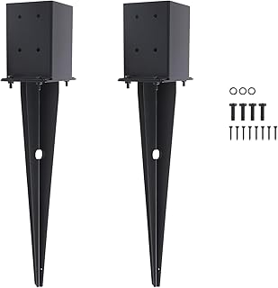 2 Pcs 4"x4" Fence Post Anchor Ground Spike,(Internal 3.6"x3.6"),Metal Post Stake Ground 22" with Black Powder-Coated,Fence Stakes Post Base for Deck,Fence,Porch,Railing,Mailbox