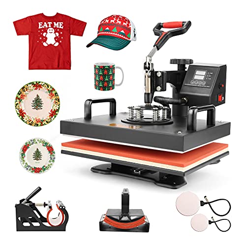 Bxvaty Heat Press 12x15 Inch 5 in 1 Heat Press Machine Digital Sublimation Tshirt Press Machine 360Â° Rotation Heat Press Machine for T Shirts/Mug/Hat/Cap/Plate
