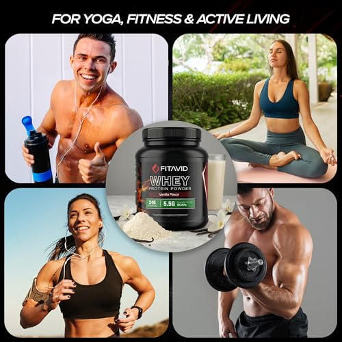 Image of Whey Protein Powder - 24g Protein, 5.5g BCAAs, Whey Isolate Blend, Low Sugar Protein Powder for Muscle Recovery & Lean Muscle, Post Workout Protein, 2 lb, 30 Servings (Vanilla)