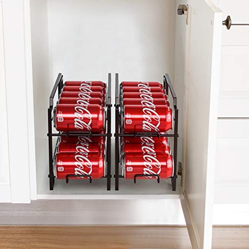 Auledio Beverage Can Dispenser Rack, Stackable Can Storage Organizer