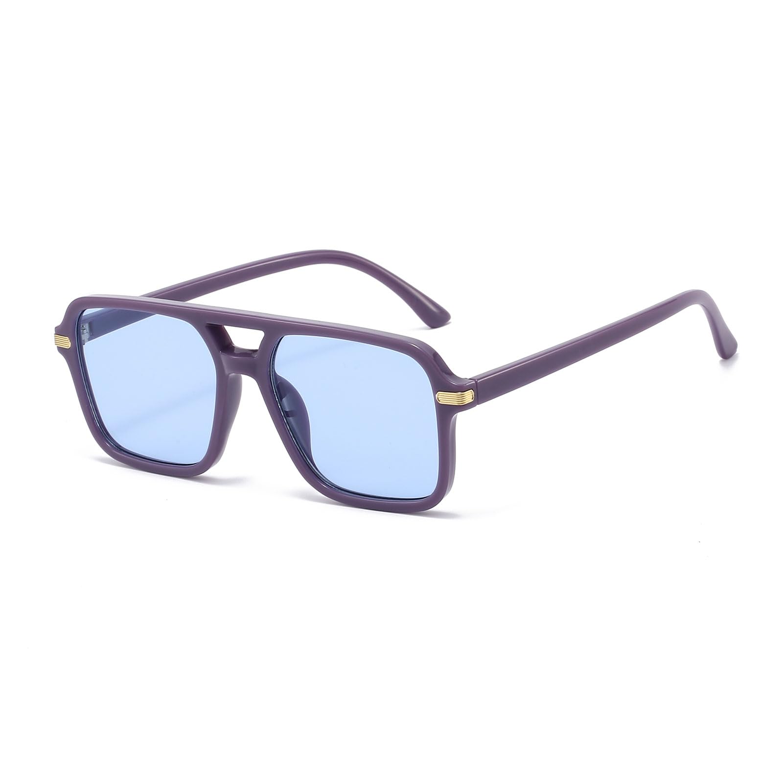 YAMEIZE 70er Rechteck Doppel Brücke Sonnenbrille für - Damen Herren Retro Style Pilot Brillen UV400 Schutz Vintage Square Shade Driving