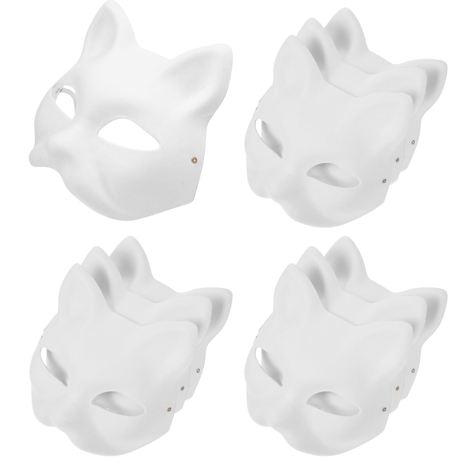 Toyvian10Pcs Cat Mask White Paper Blank Hand Painted Face Mask for Masquerade Halloween Cosplay Masks Costume Party Favors