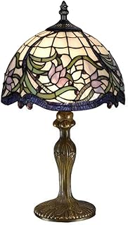 Elegant Floral Tiffany Lamps, Stained Glass Handmade Tiffany Vintage Bedside Table Lamps for Living Room, Bedroom, and Lounge (8 inches)