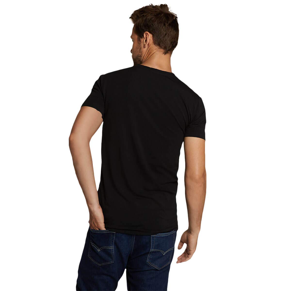 Bamboo Basics - Camiseta de bambú para hombre - Velo - Cuello de pico - Pack de 2 - Extra suave y transpirable - Blanco - S-XXL