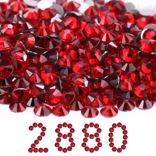 Image of Flatback Rhinestones Bulk, 2880PCS Siam Rhinestones for Clothes DIY Decoration Crafts, Siam, SS30, 6.3-6.5mm