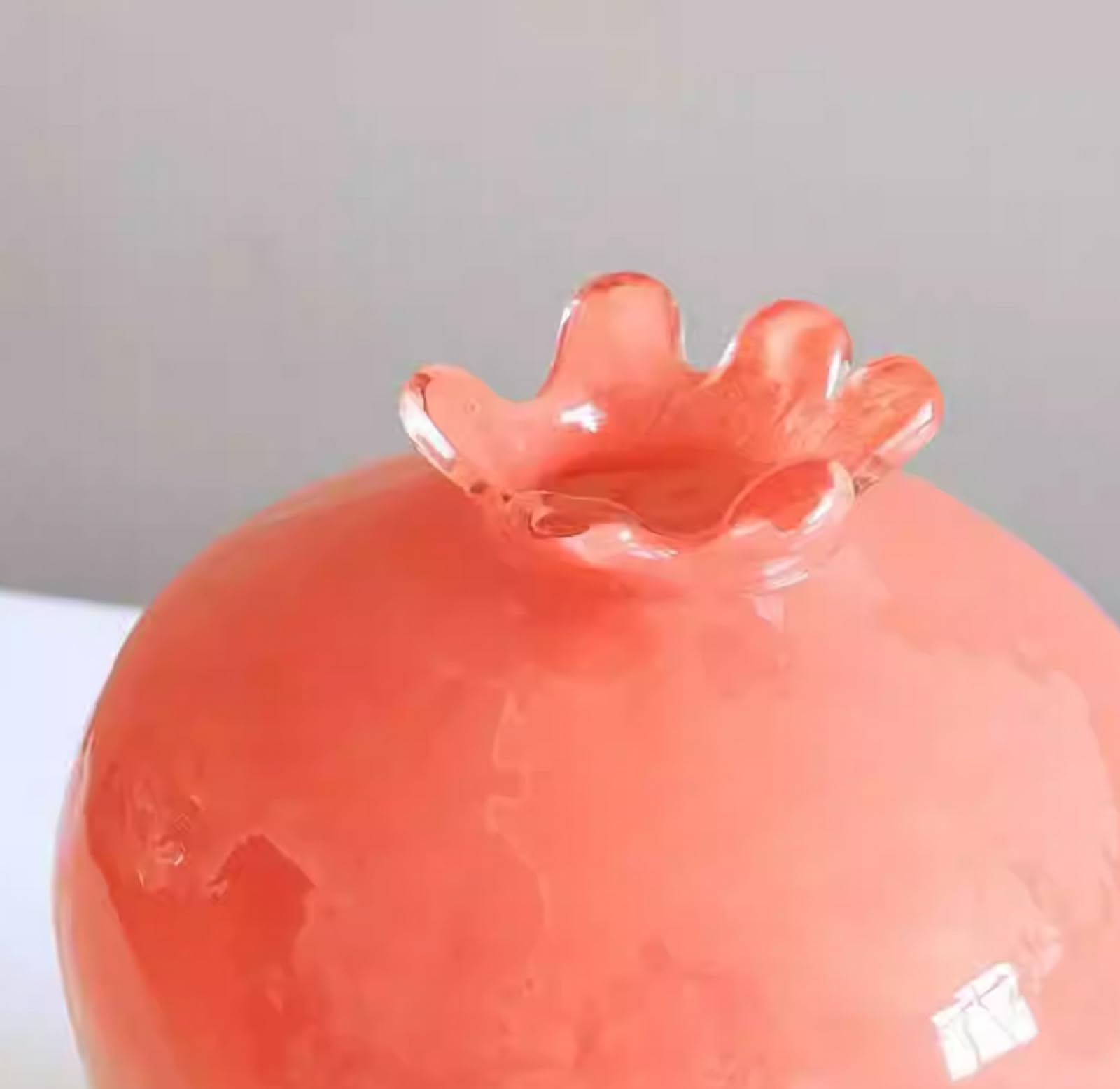 Figura de Granada Rosa de Cristal Hecha a Mano Pisapapeles de Cristal soplado con Esmalte Adorno Regalo decoración para el hogar