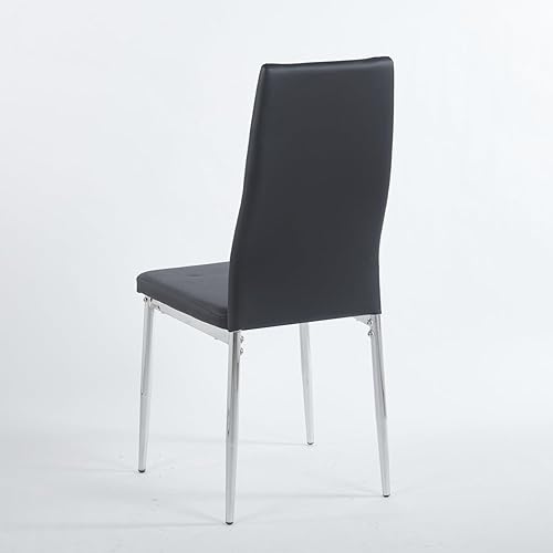 Miniatura 7 de Chair Set of 4, Chrome Color Leg, Black Seat