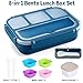shell and turtle Bento Box Adult Lunch Box, Kids Lunch Containers for School with 4 Compartments, with Utensils, Sauce Jar, Muffin Liners, Microwave Safe, Navy