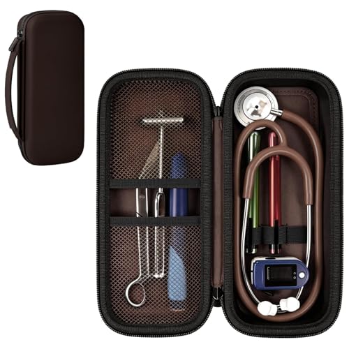 Image of ALKOO Stethoscope Case for 3M Littmann Classic III /Cardiology IV,BrownBlack | for MDF Acoustica Stethoscopes, for Nurses, Doctors, Nursing School Essentials, Students, Clinic, EMS, Travel, Hard Bag Only