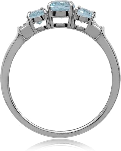 Miniatura 3 de Silvershake Anillo de plata de ley 925 chapada en oro blanco con topacio azul de 2,06 qt.