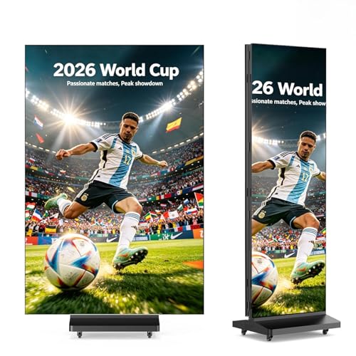 Image of MWE 90 Inch Tri-Fold LED Poster Screen with Flight Case, P1.86 Dual-Sided LED Digital Signage Display, Spliceable Advertising Display Kiosk with Publishing System, Video Wall for Events and Rentals