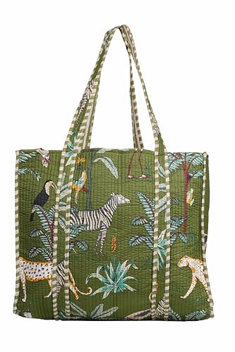 Bolso Tote de algodón estampado hecho a mano INDACORIFY miniatura 1