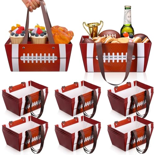 Glenmal 24 Pcs 2026 Senior Night Football Baskets for Gifts Empty with Handles 9.8 x 6.5 x 4.3 Inch Reusable Waterproof Cardstock Football Gift Baskets for Sports Party Favor Holiday Birthday Decor