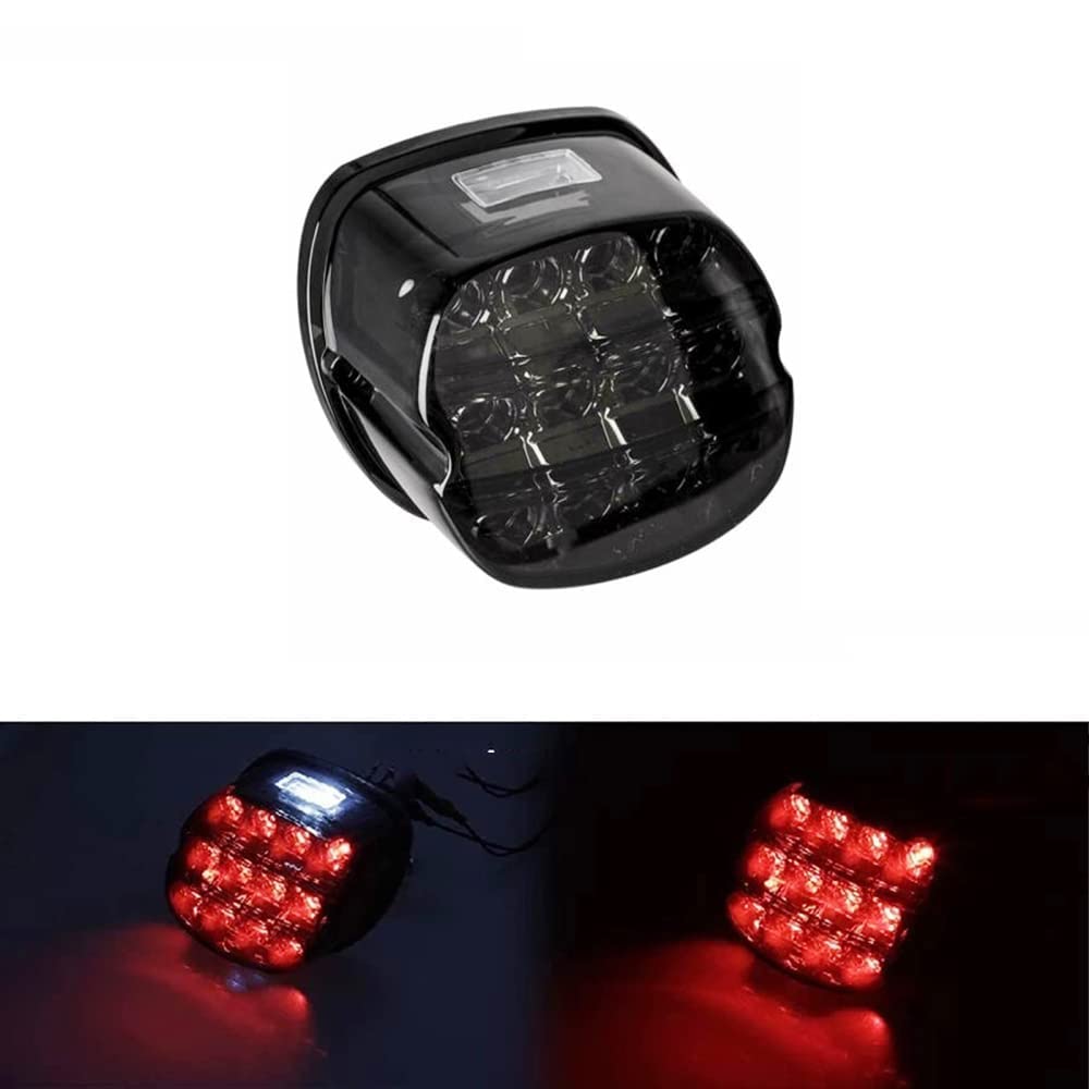 Riloer Motocicleta 13 LED Luz trasera con lente ahumada negra para H-arley D-yna Road King Electra Glide Street Bob Touring Luz trasera LED ahumada con línea de freno de iluminación roja
