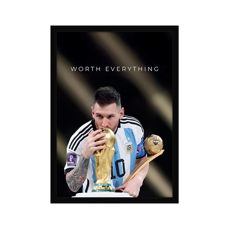 Image of CodersParadise Motivational Messy Football Champion Poster Frame | Premium A4 Motivational Wall Art for Bedroom, Office & Gaming Setup | Inspiring Soccer Victory Decor for Fans, Players & Achievers