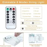 Lumières de chaîne globe 33 pi, 100 LED lumières féeriques à piles avec télécommande & minuterie, 8 modes d'éclairage intérieurs/extérieurs étanches pour fête, mariage, décoration de Noël, chambre, jardin