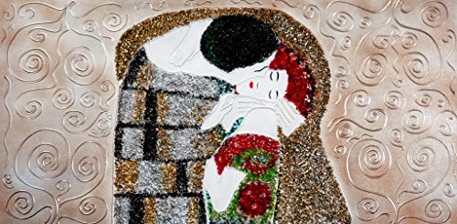 Cuadro Pintado El Beso, con Piedras Brillantes 140x70 cm