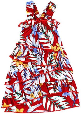 Pet Dog Girl Dress, Hawaiian Floral Print Ruffle A Line Dog Dress, Dog Tropical Dress for Small Extra Small Dogs Girl