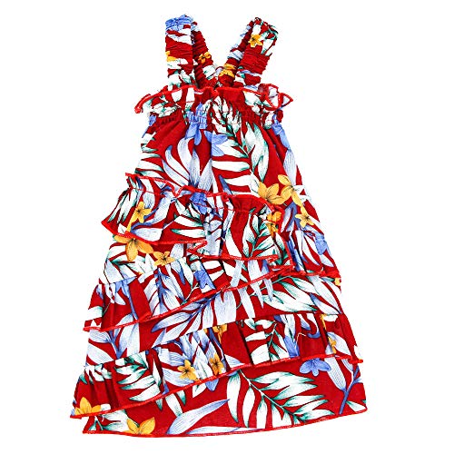 Pet Dog Girl Dress, Hawaiian Floral Print Ruffle A Line Dog Dress, Dog Tropical Dress For Small Extra Small Dogs Girl #TOP1