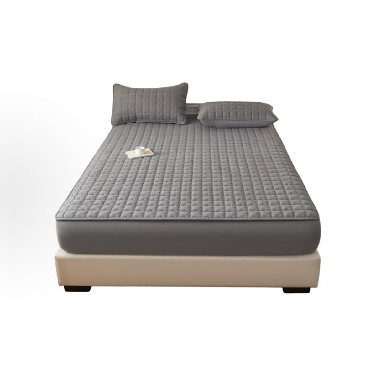 Single Plush Deep Pocket Crystal Velvet Fitted Sheet, Warm Winter Protector(Grey,150 * 200cm)