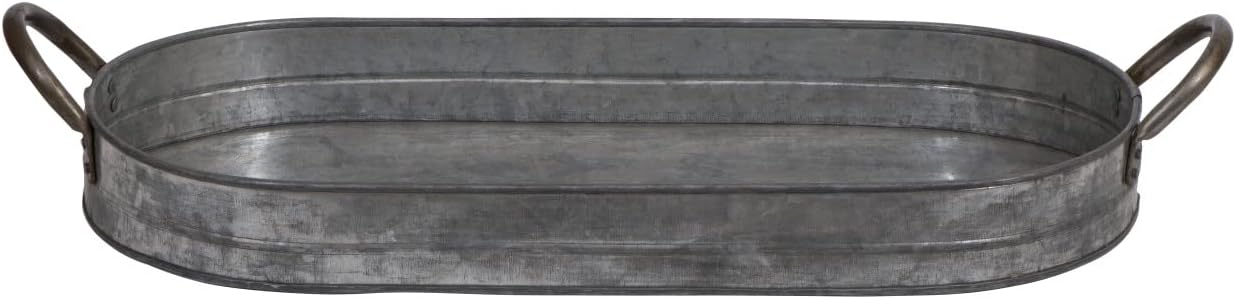Oval Galvanized Iron Serving Tray with Handles
