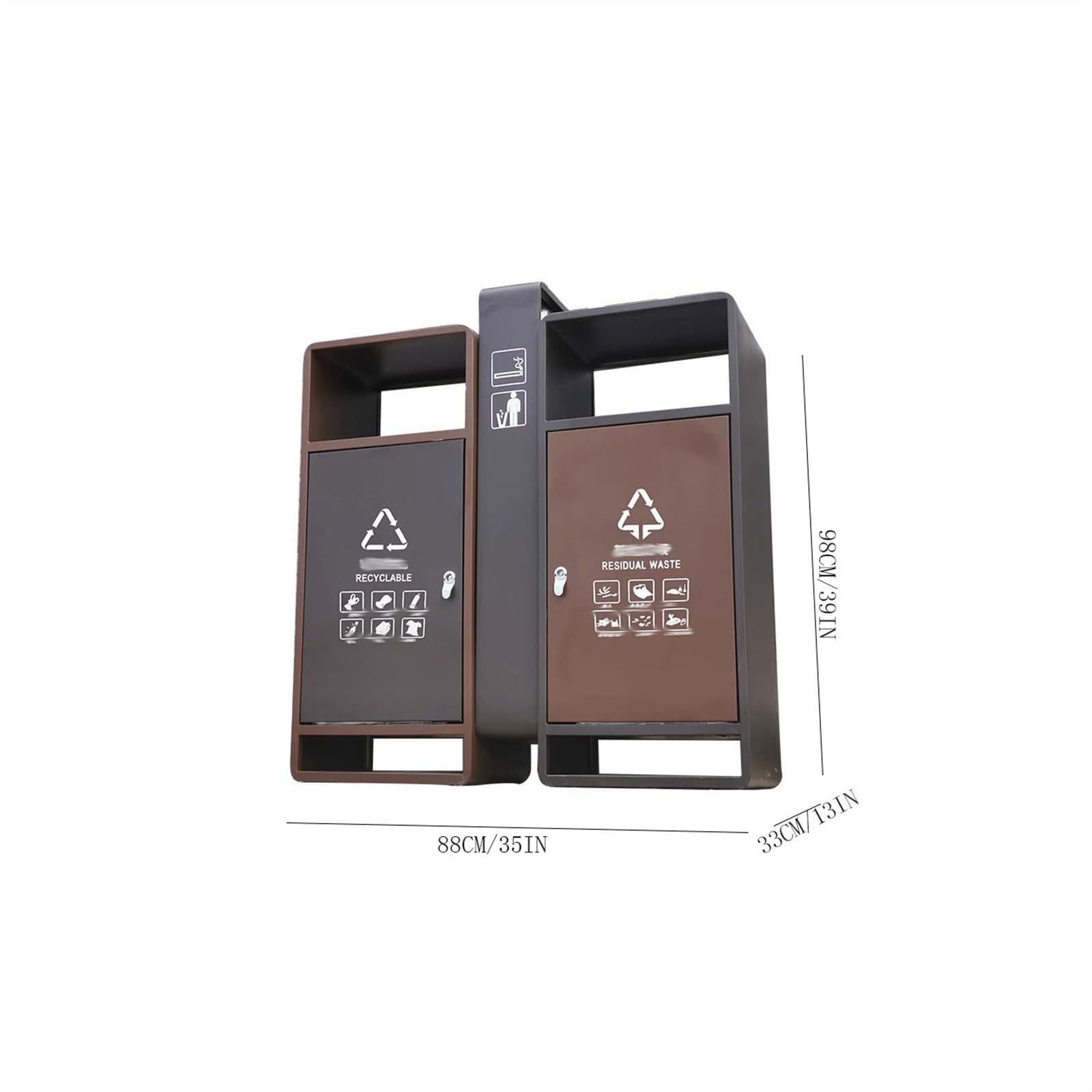 DFEDHF Garbage Cans Outdoor Stainless Steel Classified Rubbish Bins Outdoor Rubbish Bins for Property Scenic Spots Scenic Spots Bins Outside Trash Bin(Gris-One Size)