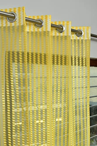 Image of HOME UTSAV 1 Piece Sheer Premium Tissue Net Polyester Curtains for Long Door 9 Feet, Yellow