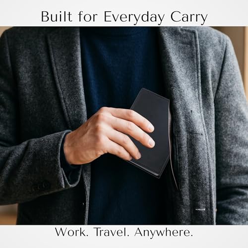 Image of Men's Hipster Wallet, Up to 24 Cards, Leather Bifold Organizer, Black | 12 Built-In Card & Photo Sleeves | Flip-Through Organization | 2 ID Windows | Full-Length Bill Compartment | RFID Blocking
