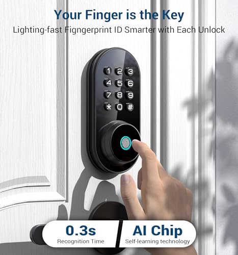 TEEHO TE342 Fingerprint Smart Keyless Entry Door Lock with Keypad, Bluetooth App Remote Control - Electronic Deadbolt for Front Door - Auto Lock - Matte Black - image 7