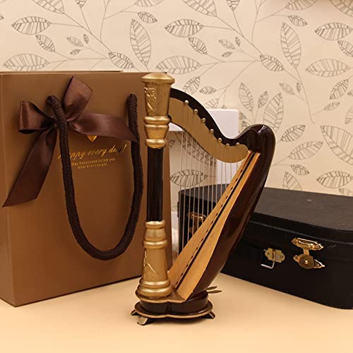 Harpe miniature figurine instrument de musique modele en bois - 5