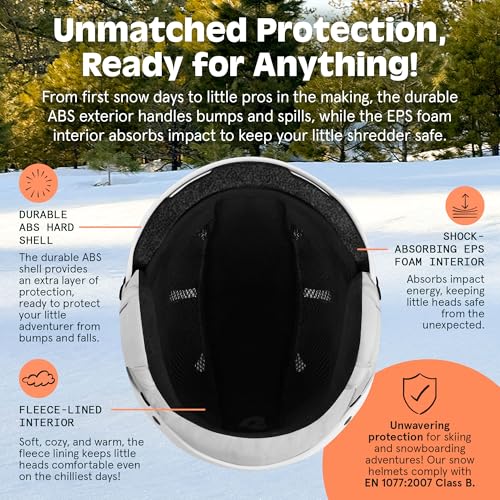 Image of Comstock Kids Ski & Snowboard Helmet with ABS Shell, EPS Impact Protection & 10 Cooling Vents - Adjustable Winter Sports Gear, Goggle Clip