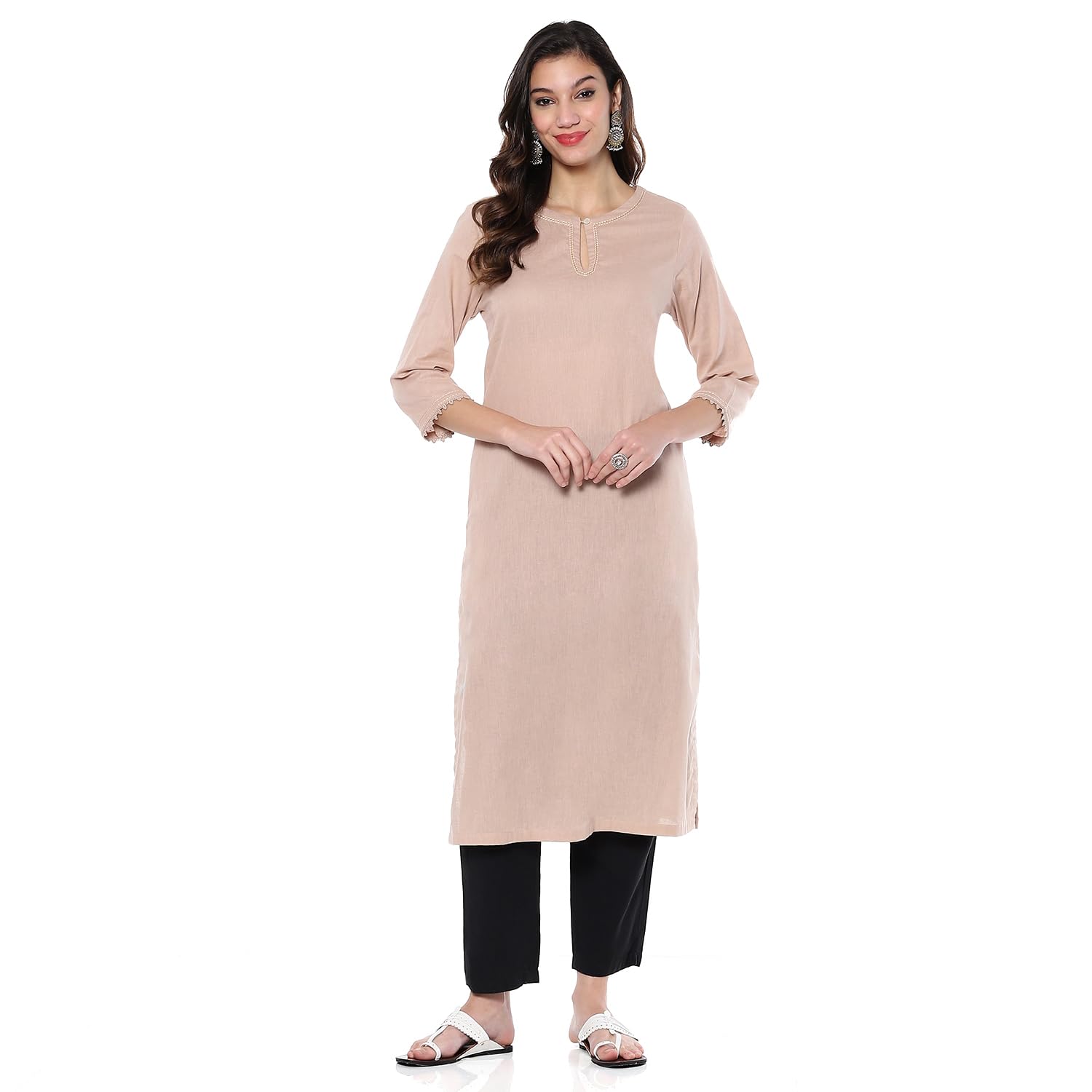 biba Women Cotton Blend Regular Fit Solid Straight Kurta-picture-37
