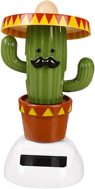 Brussels08 Solar Powered Dancing Flip Swing Shook Head Beach Girl Cactus Automatic Swing Car Interior Ornament Dashboard Decor Swing Solar Car Toy for Car Home Office Decoration Cactus