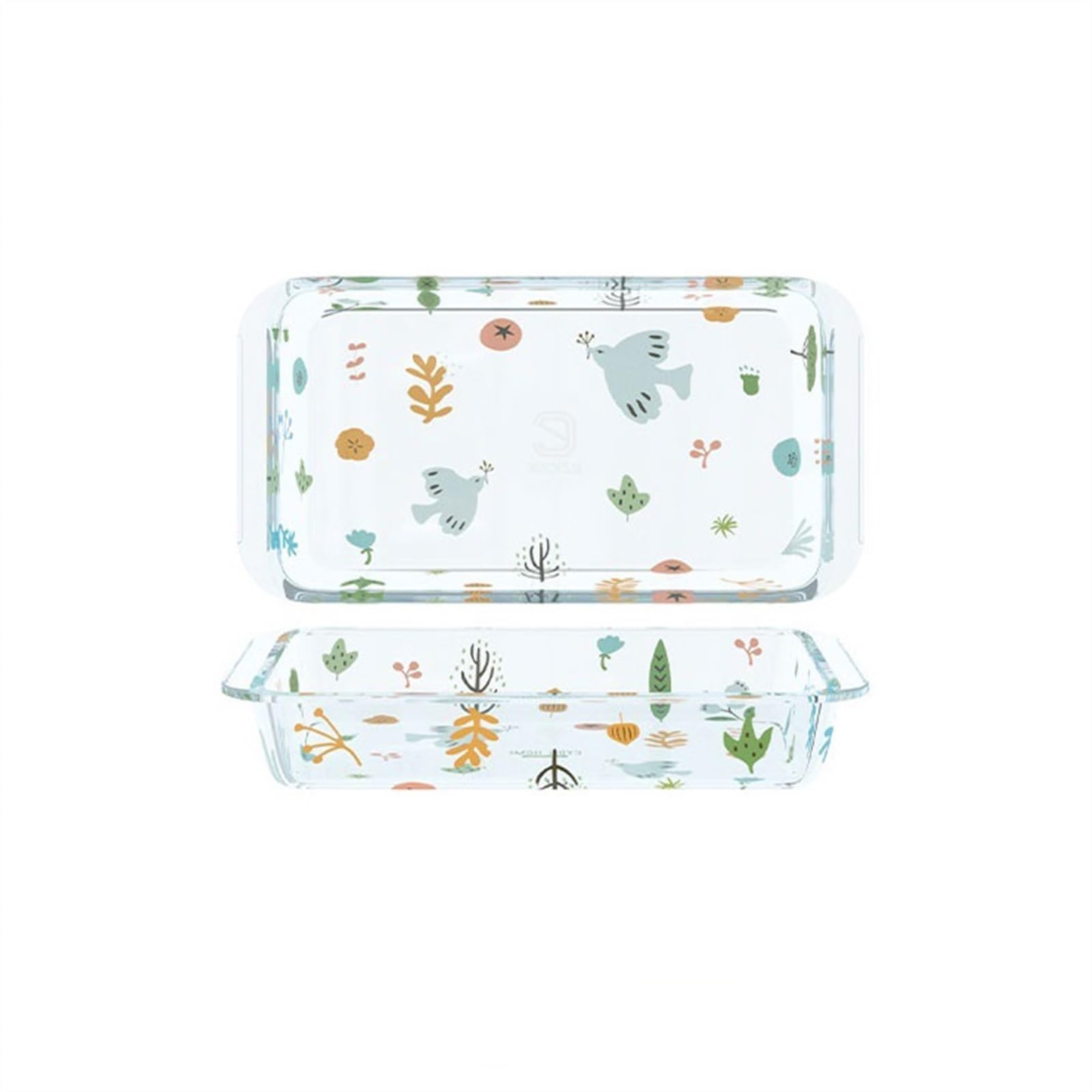 OLSKFUH Kitchen Glass Baking Dish Rice Bowl High Borosilicate Plate Double Ear Dinner Steam Salad Cooking,1000ml