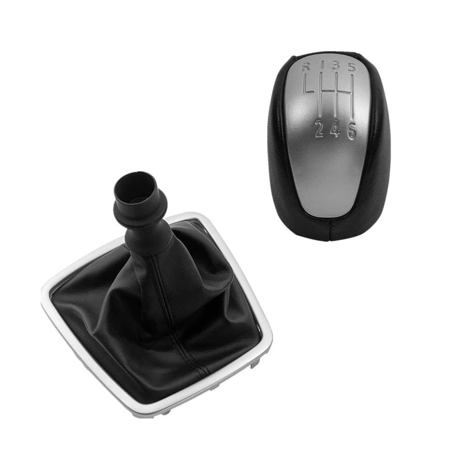 HCPAVEXT Gear Shift Knob Leather Gaiter Boot Cover Shifter Lever Handle Stick Gaitor for Renault for Laguna MK3 2007-2015 (Gear knob and case)