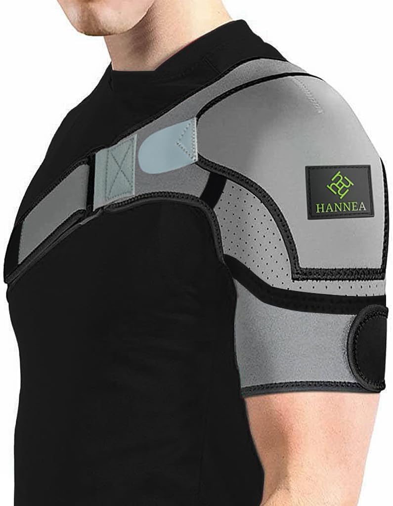 Hannea Shoulder Brace For Women And Men, Shoulder Compression Sleeve For Torn Rotator Cuff, Ac Joint Pain Relief, Dislocated Sholder, Adjustable Fits Left And Right Arm,Nylon