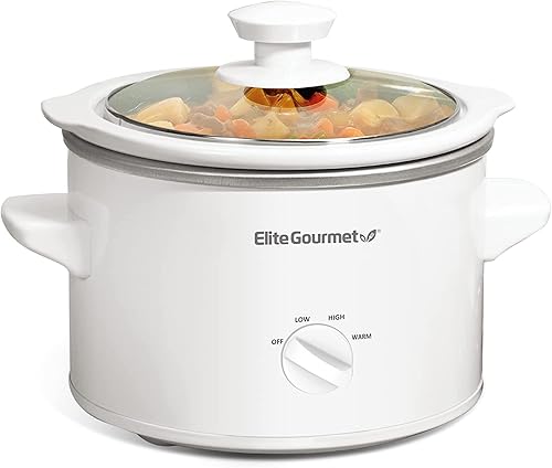 Miniatura 5 de Elite Gourmet MST-250XW - Olla de cerámica eléctrica de 15 cuartos de galón color blanco  Elite Gourmet MST-250XS olla de cocción lenta de 15