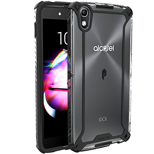 Poetic Affinity-OneTouch-Idol4-Black Alcatel Case, Poetic Affinity Series Premium Thin, No Bulk, Slim Fit, Clear, Dual Material Protective Bumper Case for OneTouch Idol 4 – Black/Clear
