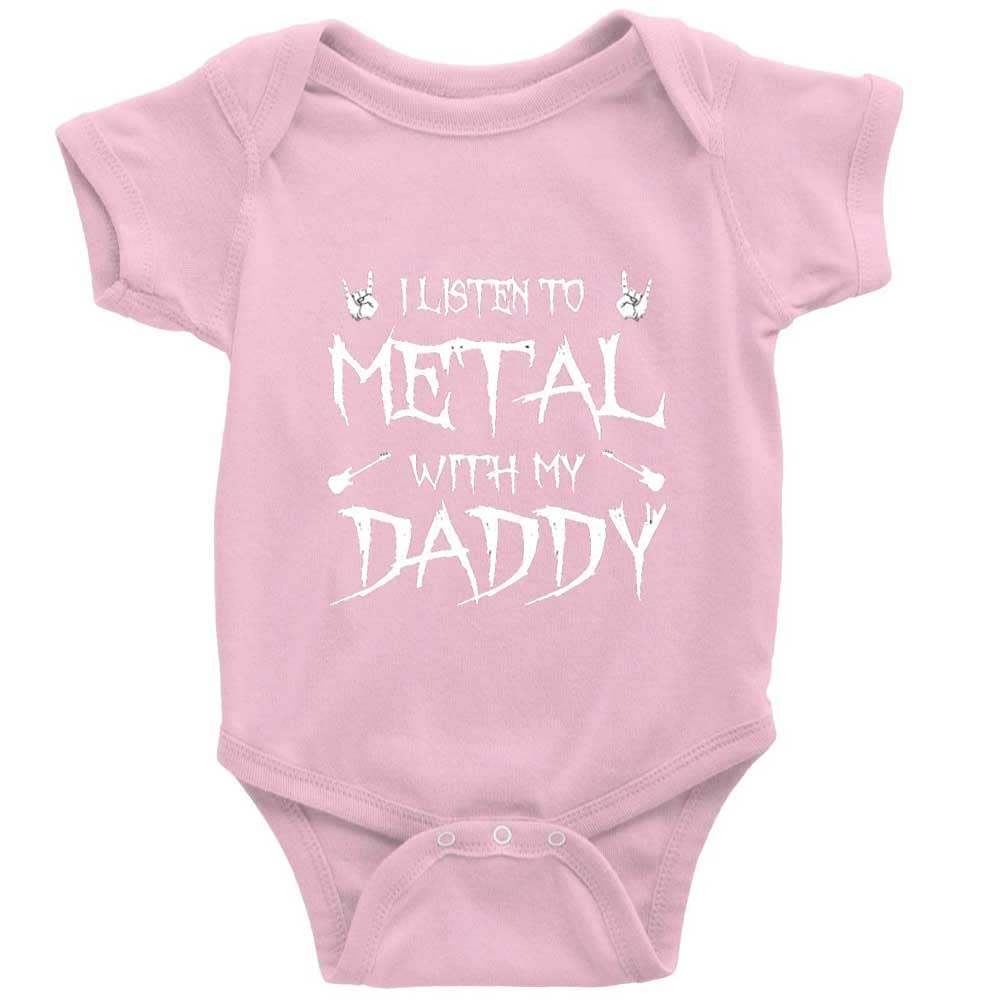 SiYooca I Listen to Heavy Metal with My Daddy Infant Rompers Short Sleeve Baby Bodysuit