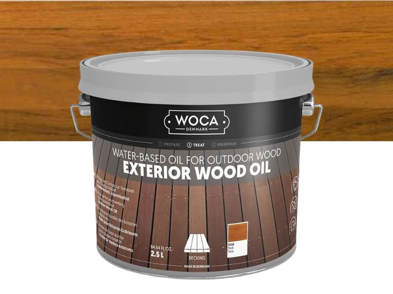Wovar Woca Exterior Öl Teak - Öl für Thermoholz wie Ayous, Bambus und mehr! 2.5 Liter