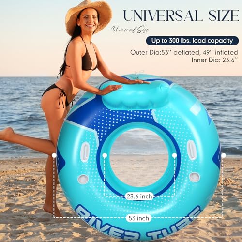 Glimin 53" Adult Heavy Duty River Tube Float Holds 300lb, Blue, 10 Pcs - image 3
