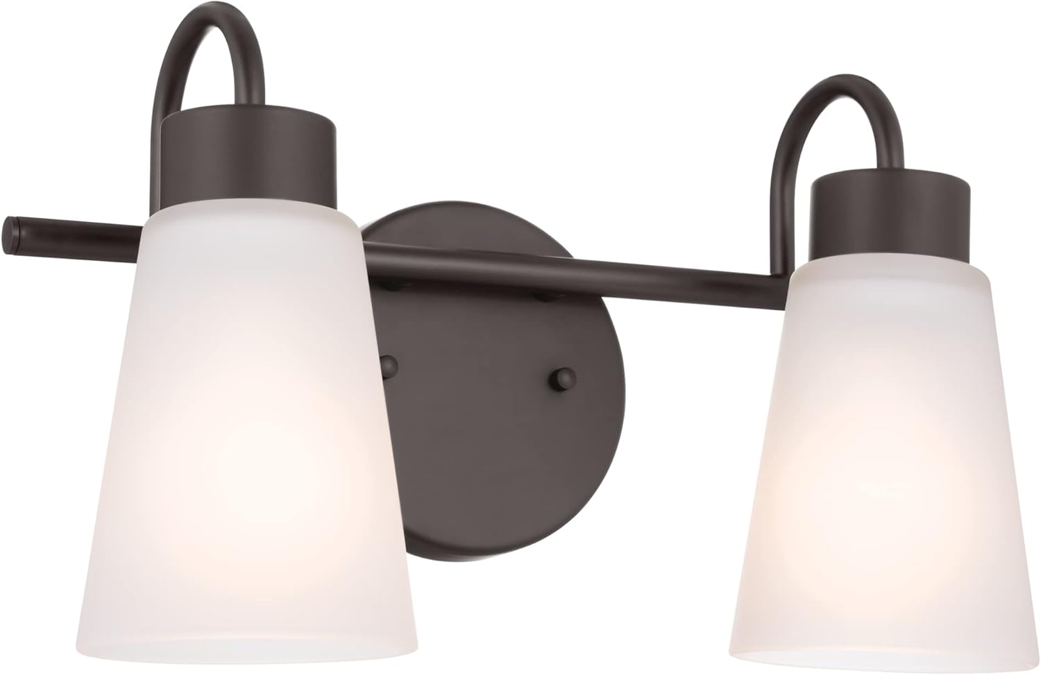 Kichler Erma 2-Light Bathroom Vanity Light Fixture with Clear Satin Etched Glass, Updated Traditional Wall Light in Olde Bronze®, (13.5" x 8.5") 2-Light Old Bronze