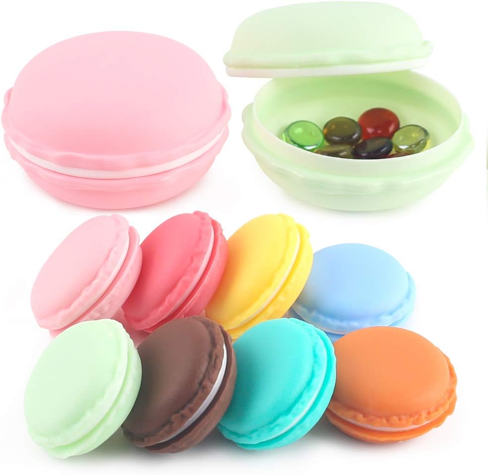 Mini Pill Case,8pcs Macaron Jewelry Boxes Portable Travel Pill Boxes Jewelry Case Kids Party Favor Boxes