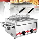 ▶【Ampia gamma di utilizzi】: La nostra friggitrice in acciaio inossidabile è adatta per scopi commerciali, come ristoranti, supermercati, fast food, snack bar, ecc., nonché per riunioni familiari. Ideale per cucinare patatine fritte, anelli di cipolla, involtini primavera, pollo fritto e altri cibi fritti.