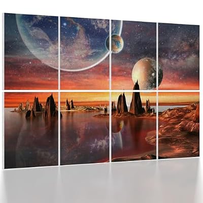 UMIACOUSTICS 8 Pcs 0.7Inch Thick Art Acoustic Panels Twice Thicker to other 0.35 Inch,Total 47.2” x 31.5” Decorative Acoustical Wall Panels for Home, Office, Hotel, Stars Shine-Brightly