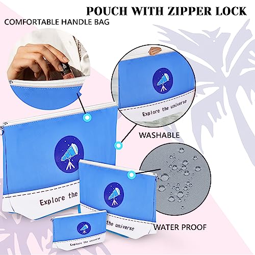 Image of FunBlast Multipurpose Canvas Pouch - Pack of 3 Pcs Pouch with Zipper Lock, Stationary Organizer Pouch, Travel Accessories Pouch Bag, Cosmetic Bag, Money Purse, Handbag (Universe)