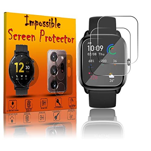 Image of FCS smart watch screen guard membrane for Amazfit GTS 4 Mini | Ultrathin 0.125mm 9H anti shock flexible screen protector TPU membrane | Edge to Edge Coverage | Pack of 9