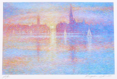 Amazon | 石井清 「白夜のストックホルム・G」 スウェーデン 絵画 北欧
